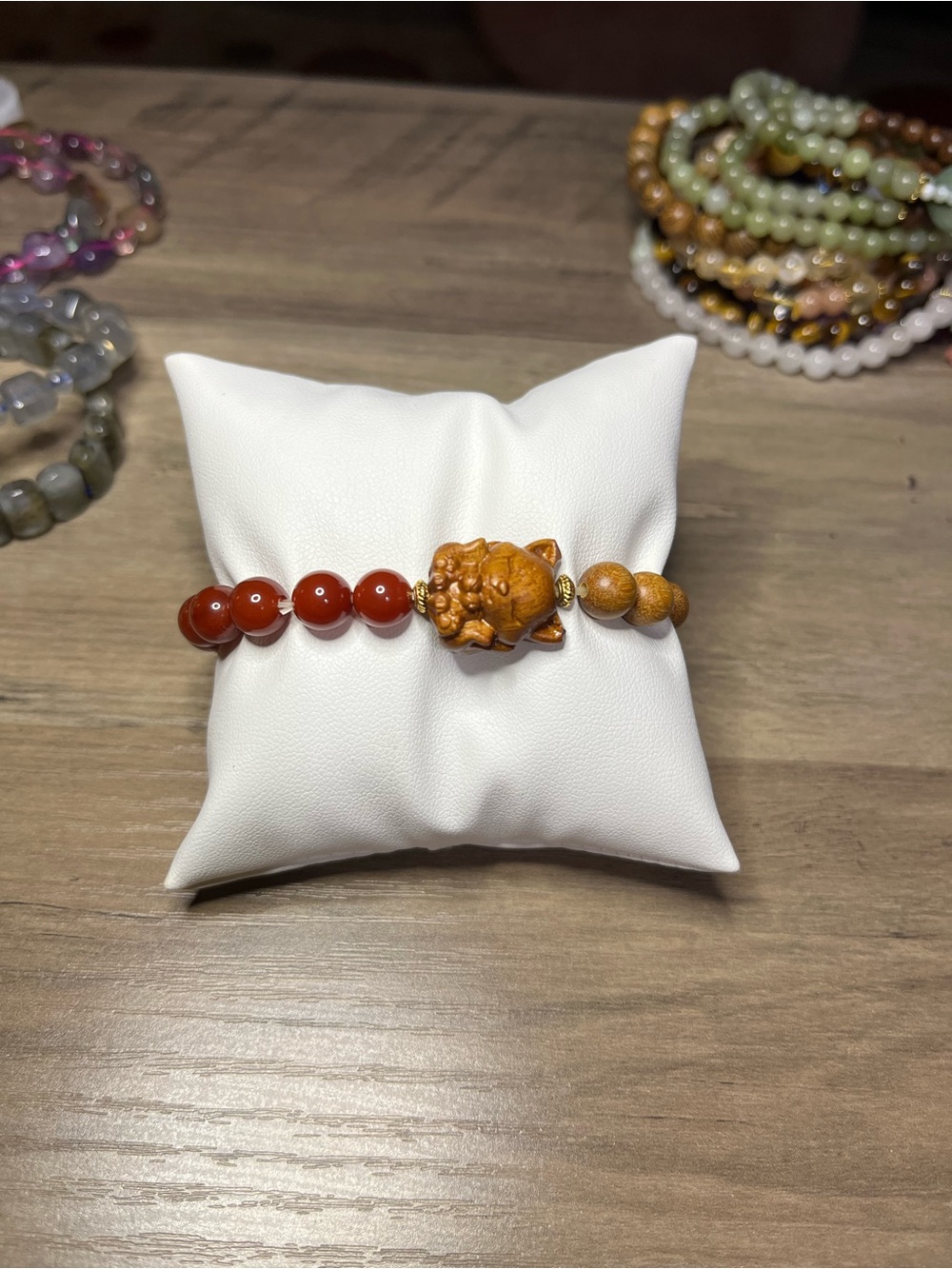 🦊 China Red Agate & Sandalwood Fox Bracelet 🦊